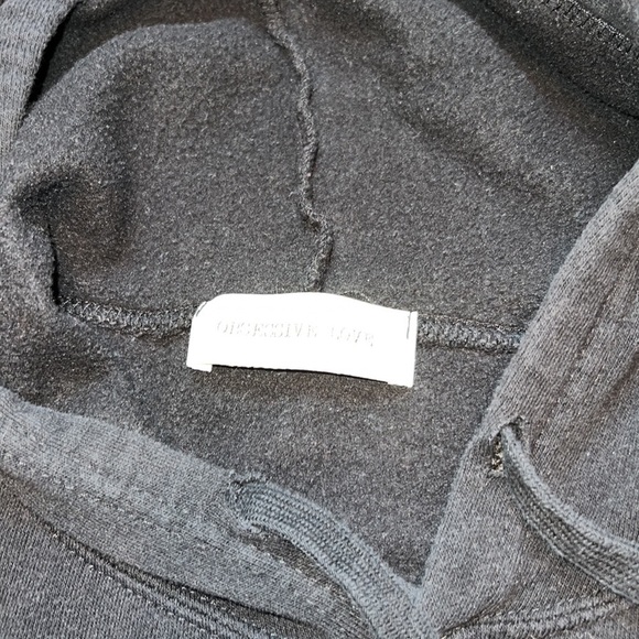 LOS ANGELES Black Cropped Hoodie w/ Rose, Size M - Picture 3 of 8